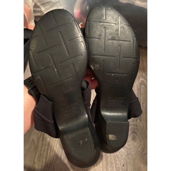 Munro American Black Sandal Mules Bow Detail Natural Rubber Sole Sz 8.5 - Picture 7 of 8